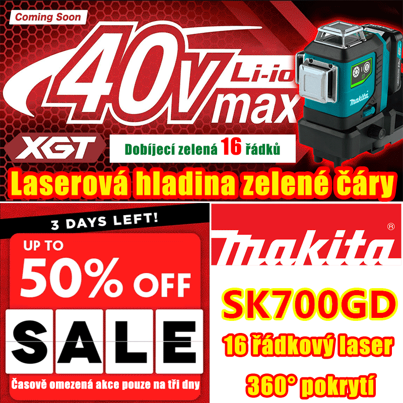 [Ústředí Makita] Dobíjecí zelená 16-řádková laserová vodováha SK700GD, 360° plné pokrytí, 40 V s 10,0 Ah, přímý prodej ústředí Makita [Otevírá se evropská výstavní hala Makita]