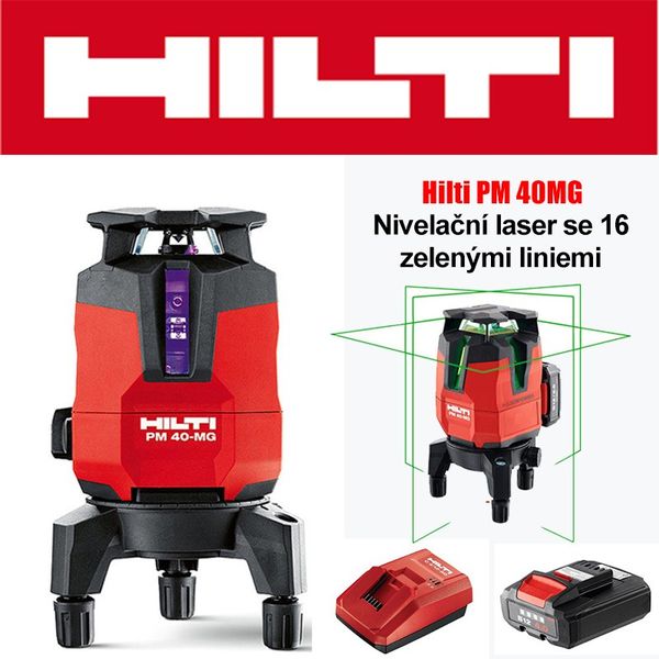 Laserová úrovňová čára Hilti PM 40-MG 16 se značkovou slevou 50%.