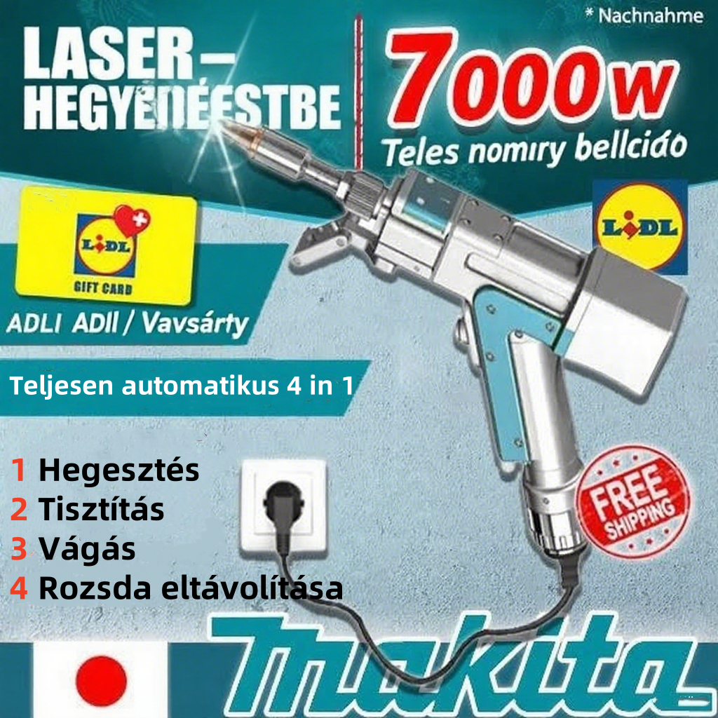 Multifunkcionális MAKITA 4 az 1-ben lézerhegesztő pisztoly - hegesztés, vágás, rozsda eltávolítása és tisztítás egyetlen készülékben!